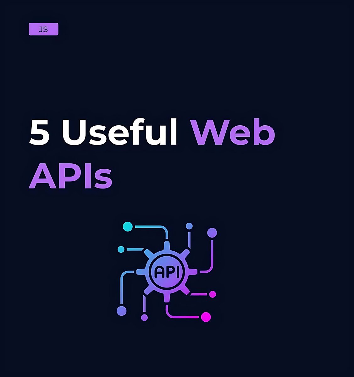 11xcoder's tweet image. Want to build better, faster, and smarter web apps? You need to master your browser's superpowers! 🦸♂️
5 incredibly useful JavaScript Web APIs that can instantly boost your project
#js #javascriptdeveloper #webapis #codinglife #programmer #devlife