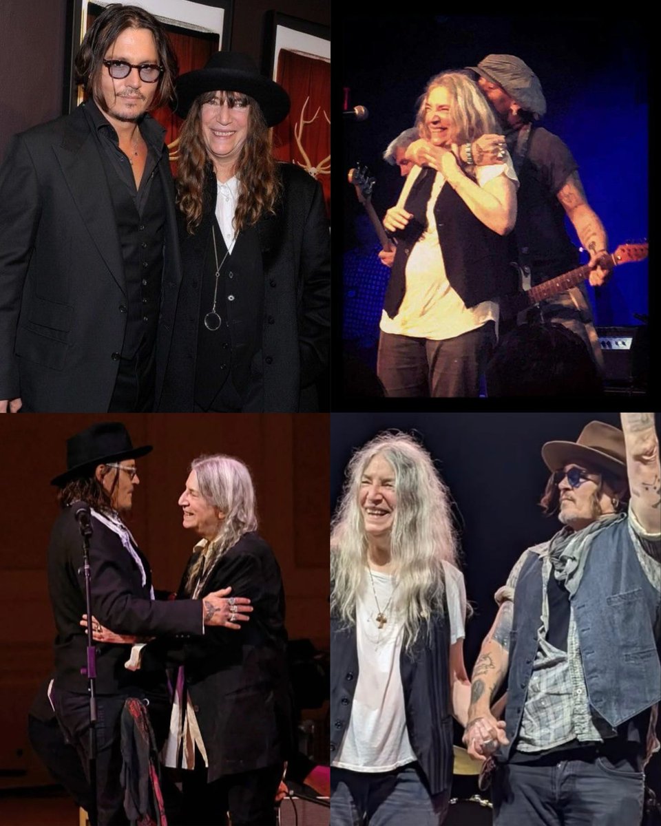Patti Smith and Johnny Depp have something rare, a friendship built on truth,loyalty and shared understanding. Both have known loss, both live through art. Patti saw beyond the noise when others turned away, because she knows the heart behind it.❤️

#JohnnyDepp
#PattiSmith