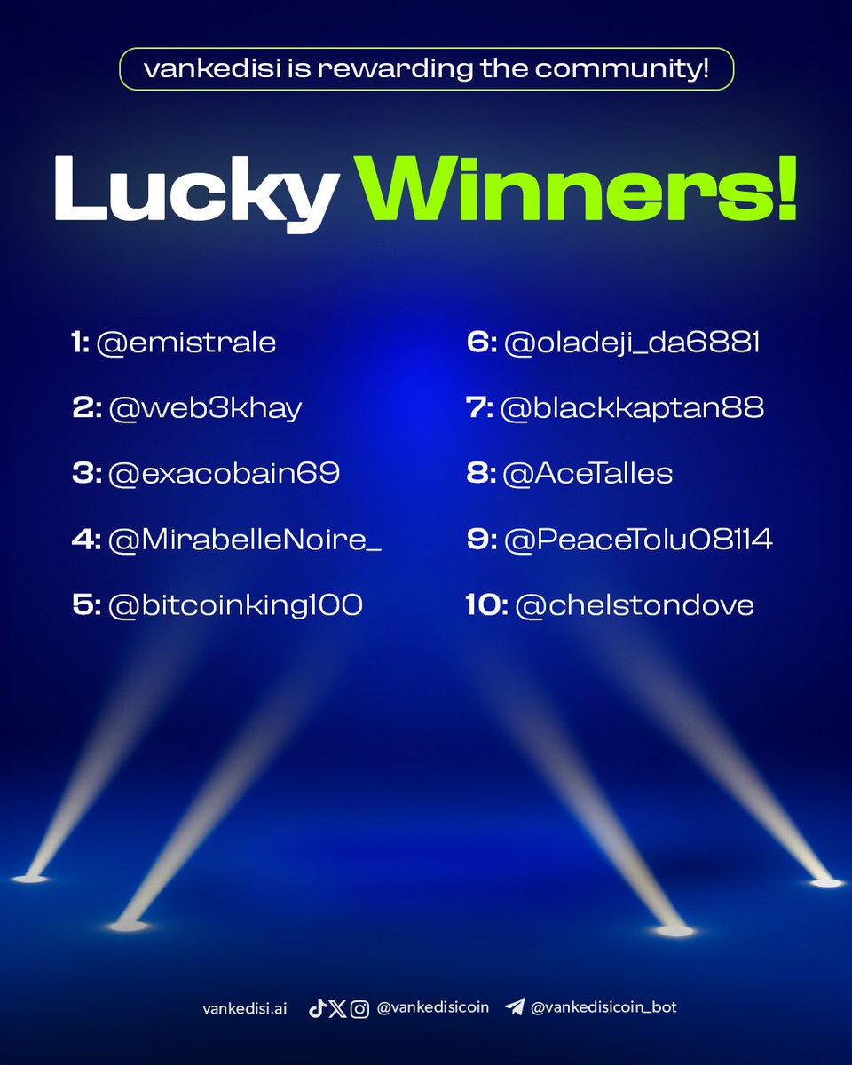 Here is the Lucky Winners of the event we launched on October 1, 2025:  

10 people have won a total of 1000 USDT🏆💸

1: <a href="/emistrale/">Emi</a>  
2: <a href="/web3khay/">Web3Khay 🌐</a> 
3: <a href="/exacobain69/">EXACobain</a>  
4: <a href="/MirabelleNoire_/">Elle</a> 
5: <a href="/bitcoinking100/">KIM 😎</a>  
6: <a href="/oladeji_da6881/">Daniel</a>  
7: <a href="/blackkaptan88/">süleyman tunç</a> 
8: <a href="/AceTalles/">Ace</a>  
9:
