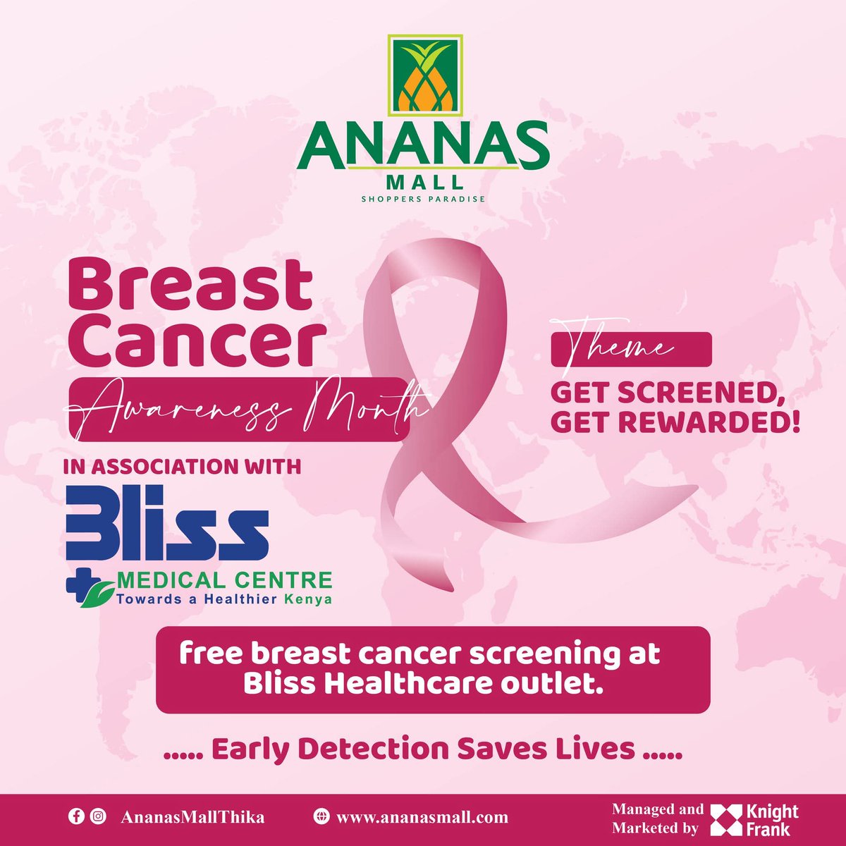 It's #breastcancerawareness month! Get FREE breast cancer screening at our Bliss Healthcare facility throughout this month and get rewarded with a FREE voucher. Early detection saves lives! Tag your friends and families.
#matibabu #BreastCancerAwarenessMonth