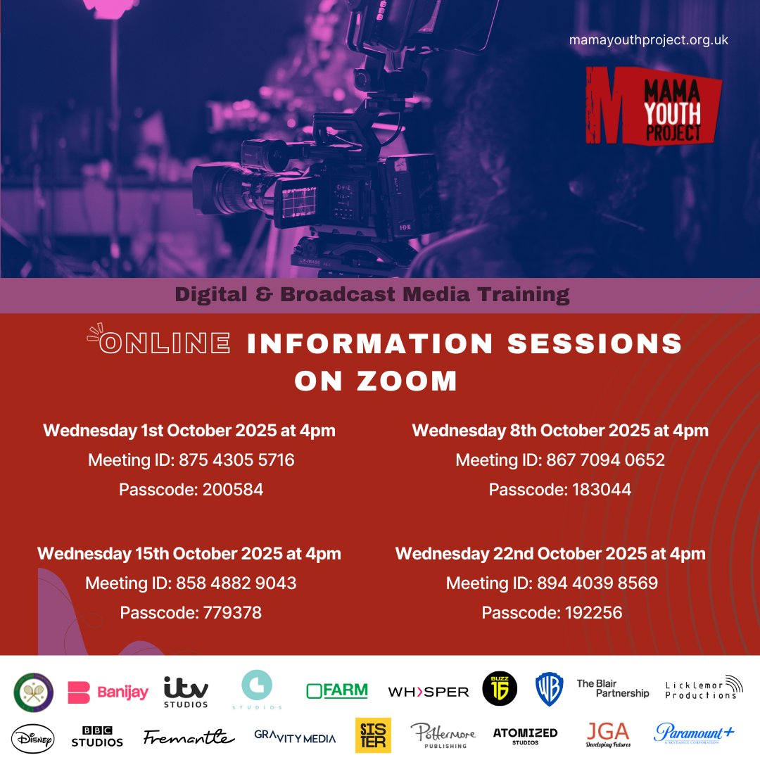 🚨REMINDER FOR TOMORROW 🚨

As part of our recruitment process, we run free online information sessions to help you learn more about the MAMA Youth Project training and how to apply. 

See below for more info ℹ️👇🏽