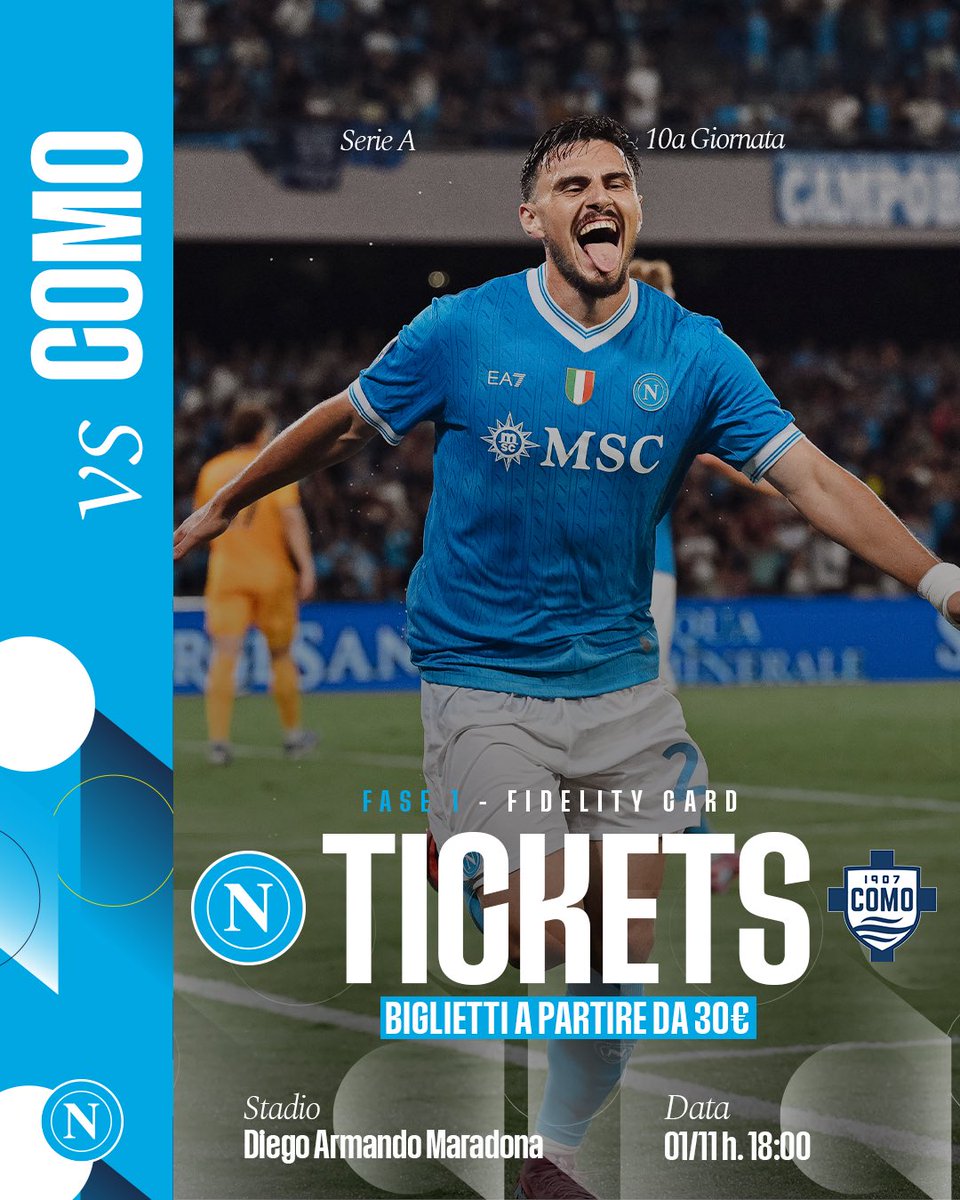 Image for the Tweet beginning: 💙 Napoli vs Como
🎟 Al