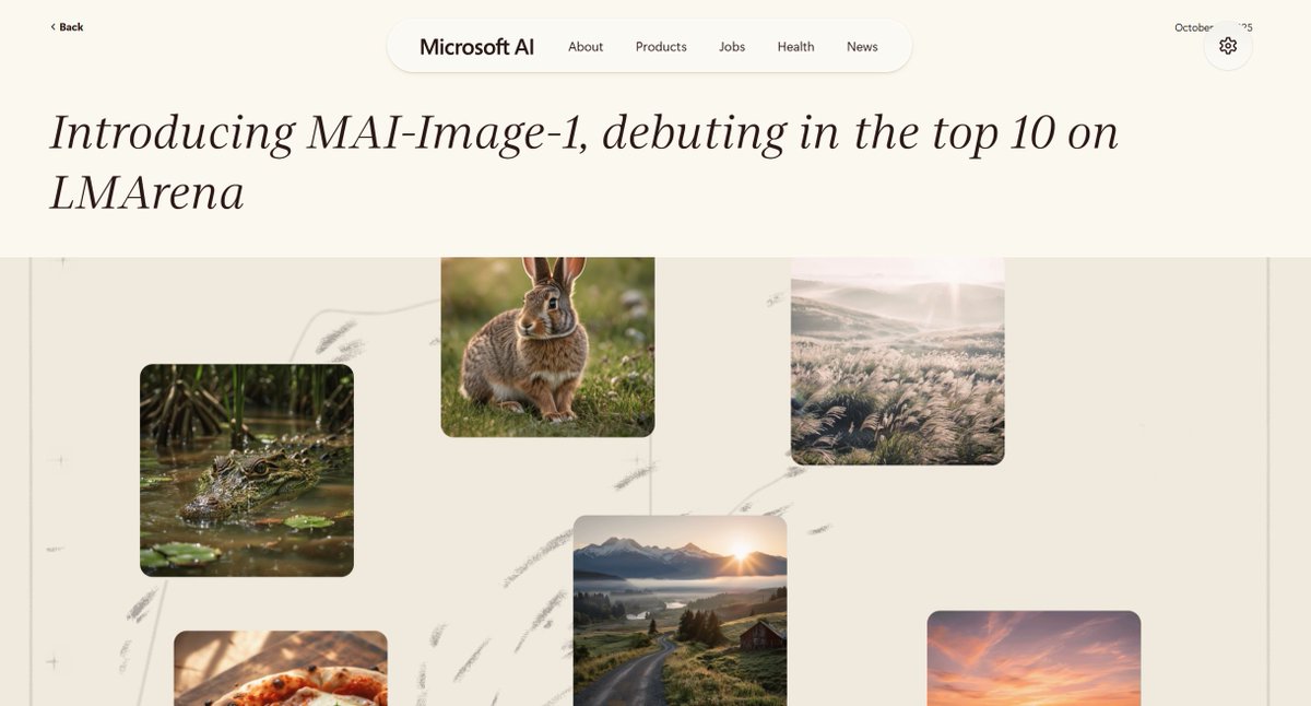 photuramedia's tweet image. 🚨Microsoft AI launches MAI-Image-1
Its first text-to-image model can generate realistic visuals—from lightning strikes to natural landscapes.
Faster than larger models, it already ranks in the top 10 on LMArena.
#AI #MicrosoftAI #TextToImage #MAIImage1