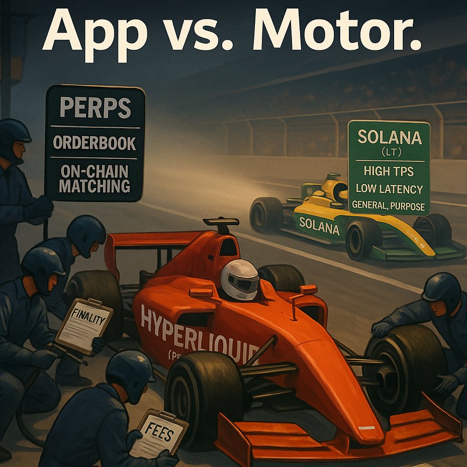 Hyperliquid vs. Solana (einfach erklärt)

Hyperliquid wird gerade hoch gelebt und oft mit Solana verglichen, obwohl dieser Vergleich hinkt.

Hyperliquid ist im Kern ein Produkt: eine spezialisierte Perps-Börse mit Orderbook. Sie optimiert alles für schnelles, günstiges Trading –