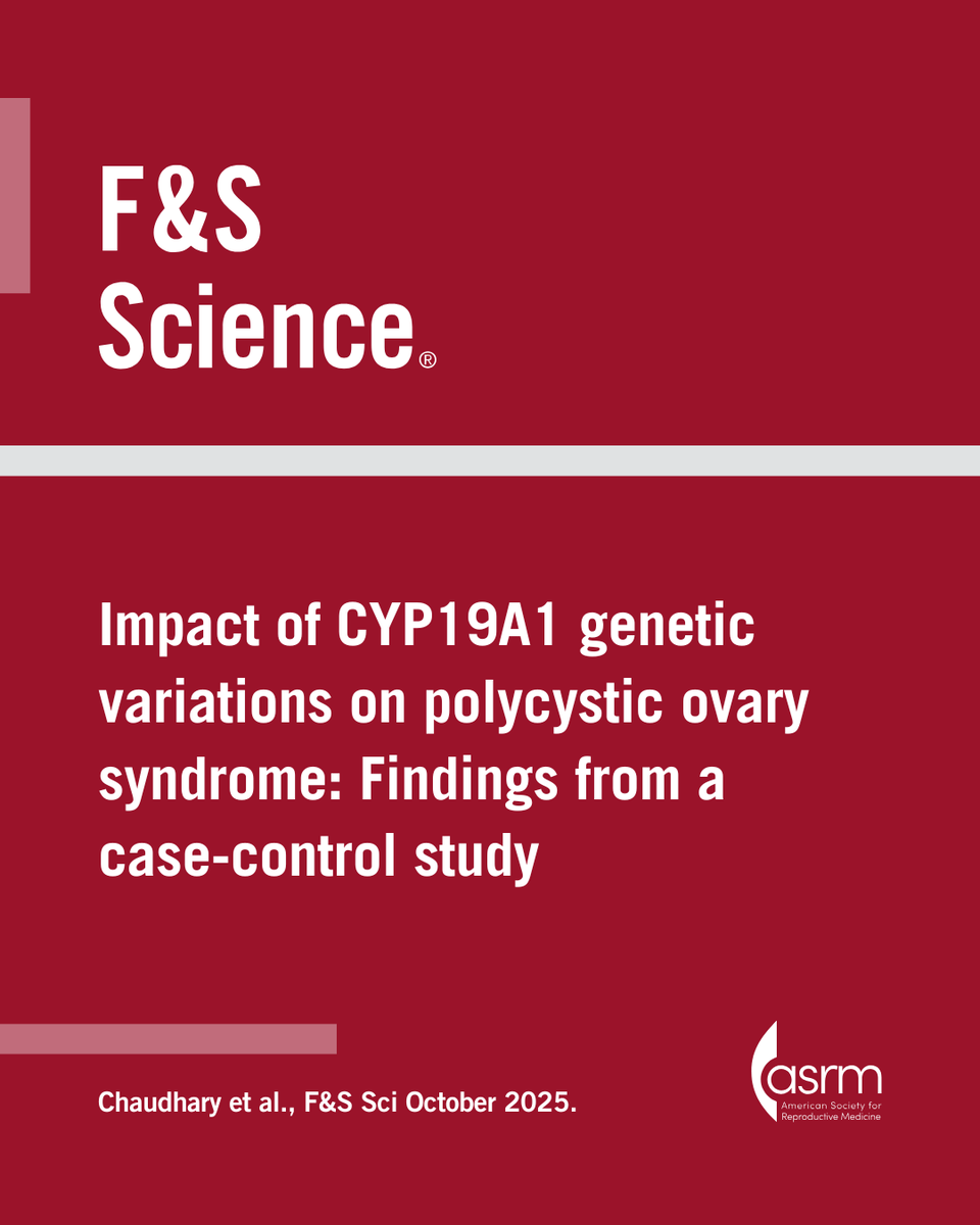 FertStert's tweet photo. 🔴 In F&amp;S Science:

Impact of CYP19A1 genetic variations on polycystic ovary syndrome: findings from a case-control study

Full text 👇
https://t.co/ia6zwc5O7o https://t.co/RBZprZmGtT