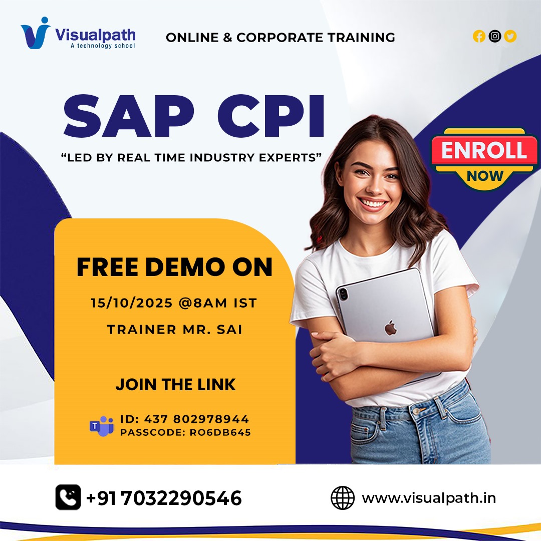 VisualpathPro's tweet image. 🚀 𝗙𝗿𝗲𝗲 𝗗𝗲𝗺𝗼: 𝗦𝗔𝗣 𝗖𝗣𝗜 𝗢𝗻𝗹𝗶𝗻𝗲 𝗧𝗿𝗮𝗶𝗻𝗶𝗻𝗴
📅 Date & Time: 15/10/2025 @ 8 AM IST
🔗 Join Here: bit.ly/42BIKrc
🆔 Meeting ID: 437 802978944 | 🔑 Passcode: ro6db645
📞 𝗖𝗮𝗹𝗹/𝗪𝗵𝗮𝘁𝘀𝗔𝗽𝗽: wa.me/c/917032290546