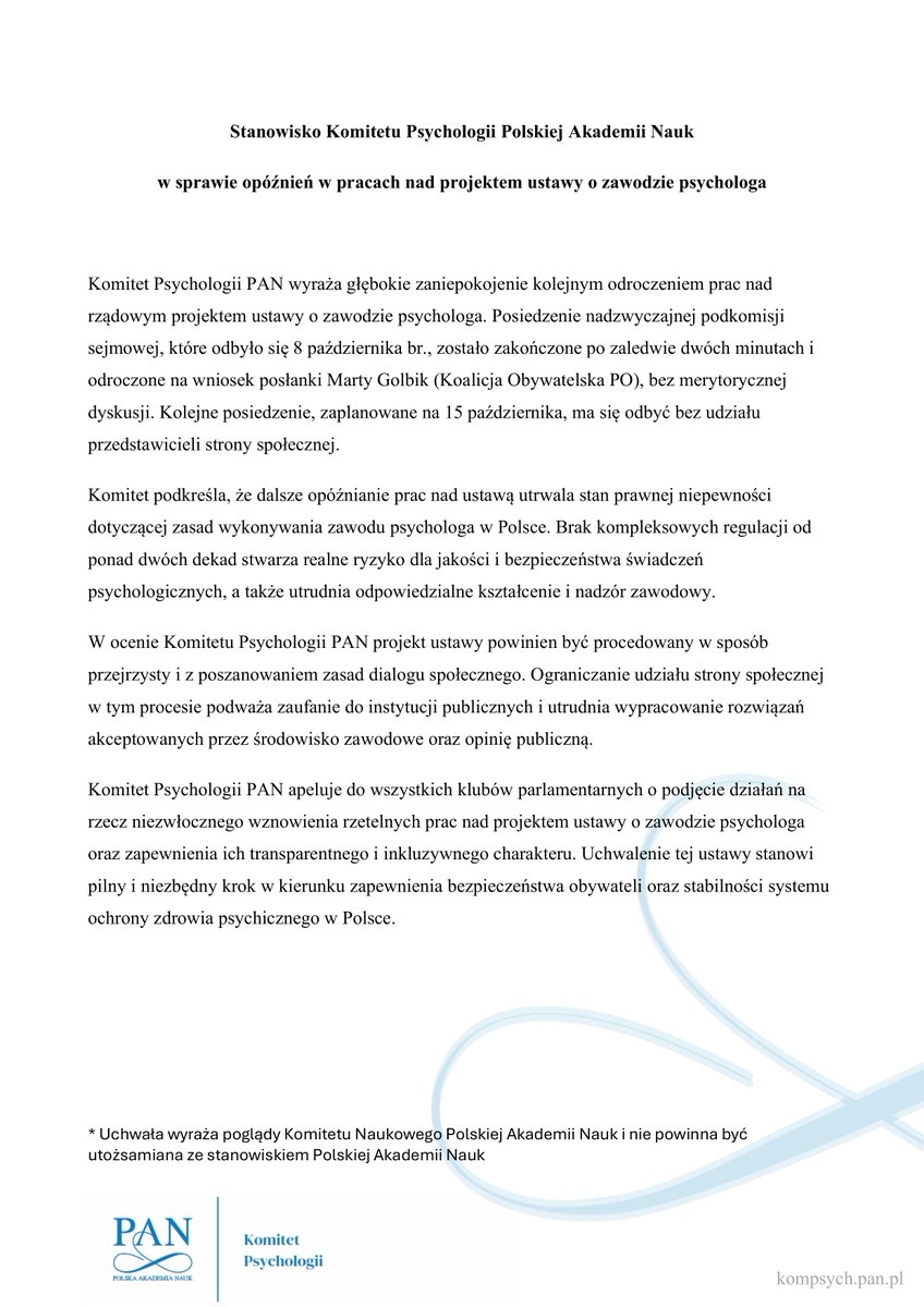 Komitet Psychologii PAN tweet media
