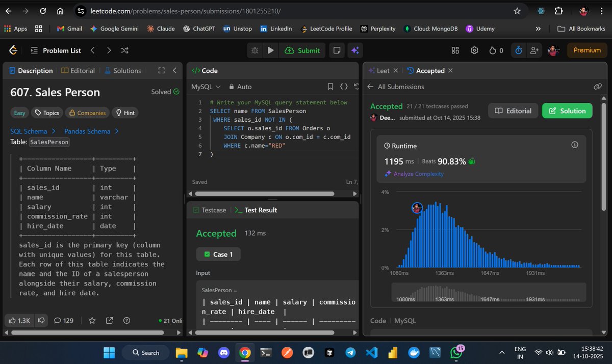 it_deepansh7037's tweet image. 🚀 Day 8: MySQL + LeetCode Journey
Solved another LeetCode SQL problem.
What's your favorite SQL trick or function?
#100DaysOfCode #MySQL #SQL #LeetCode #Developers @grok