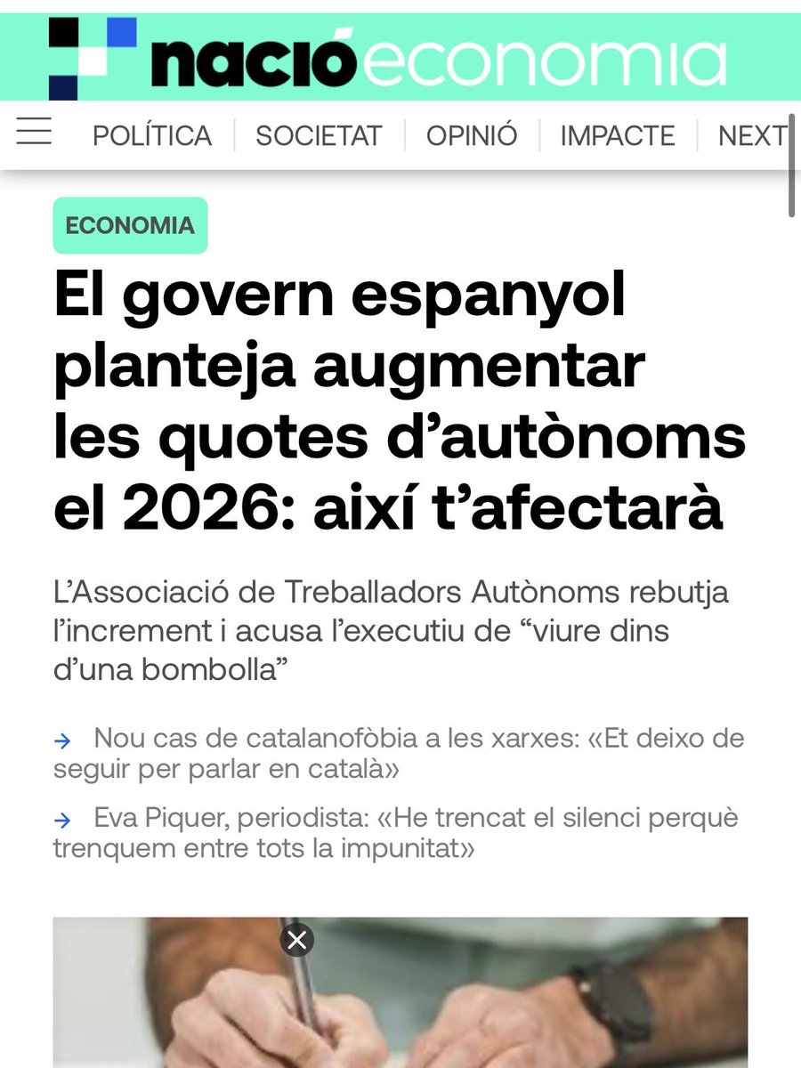 junqueras's tweet image. Autònoms i treballadors/es no es mereixen viure escanyats. Cal un repartiment més just de la riquesa, i un nou finançament és clau per aconseguir-ho. El creixement de l’economia catalana s’ha de notar a totes les butxaques del país.