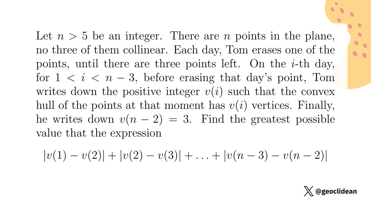 geoclidean's tweet image. Game with convex hull
#CombinatorialGeometry #Combinatorics