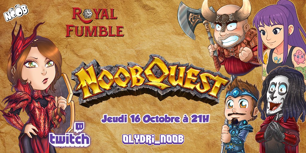 Jeudi à 21h c'est le retour de ROYAL FUMBLE et la première émission dans notre tout nouveau décor ! 🤗(merci <a href="/GeekFabula/">Geek Fabula</a>). En attendant l'actual play autour du JDR Noob, je vous propose le lancement de la campagne "NOOB QUEST" sur la base du jeu de plateau HERO QUEST avec les