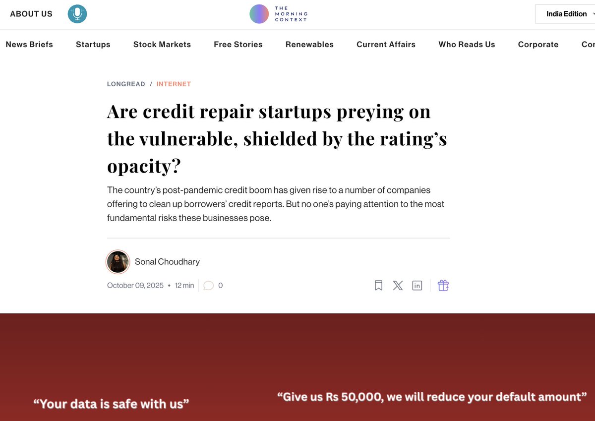 akm1410's tweet image. This is a good story which didn't receive as much attention as it should have. Can credit repair startups actually help you improve your credit score? What do they know that others don't?
