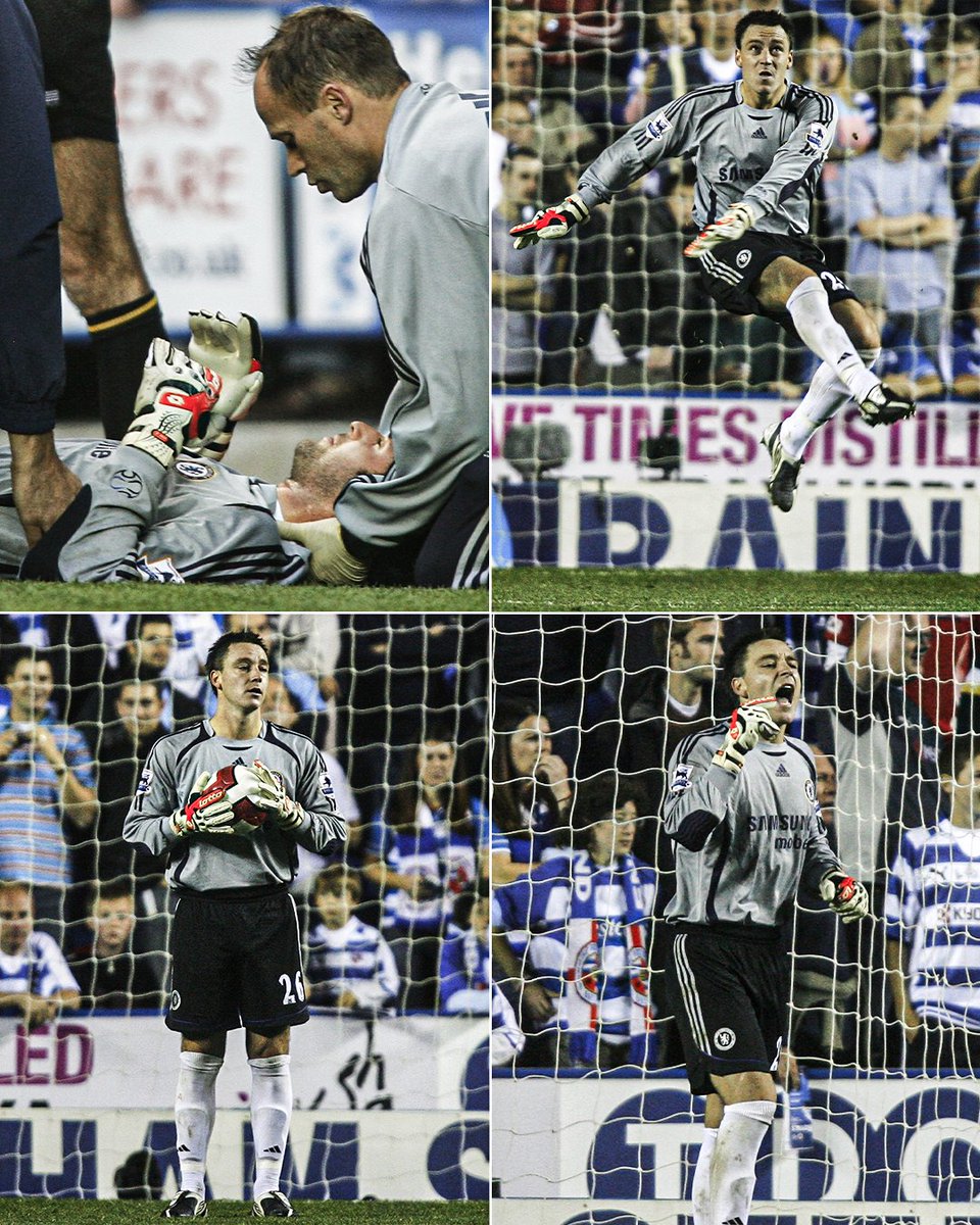 ESPNUK's tweet image. On this day in 2006 ⏮️
After Petr Čech’s head injury and Carlo Cudicini’s knockout left Chelsea without a goalkeeper, captain John Terry did what great leaders do, he stepped up. With minutes left and his side down to nine men, JT pulled on Hilário’s shirt and went in goal to…