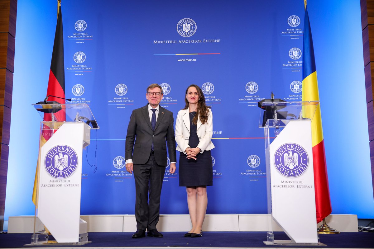 Honoured to welcome my distinguished colleague and friend Johann Wadephul <a href="/AussenMinDE/">Johann Wadephul</a> to Bucharest. We had a thorough exchange of views with a practical approach to political and economic issues of mutual interest. We discussed topics ranging from European security, EU