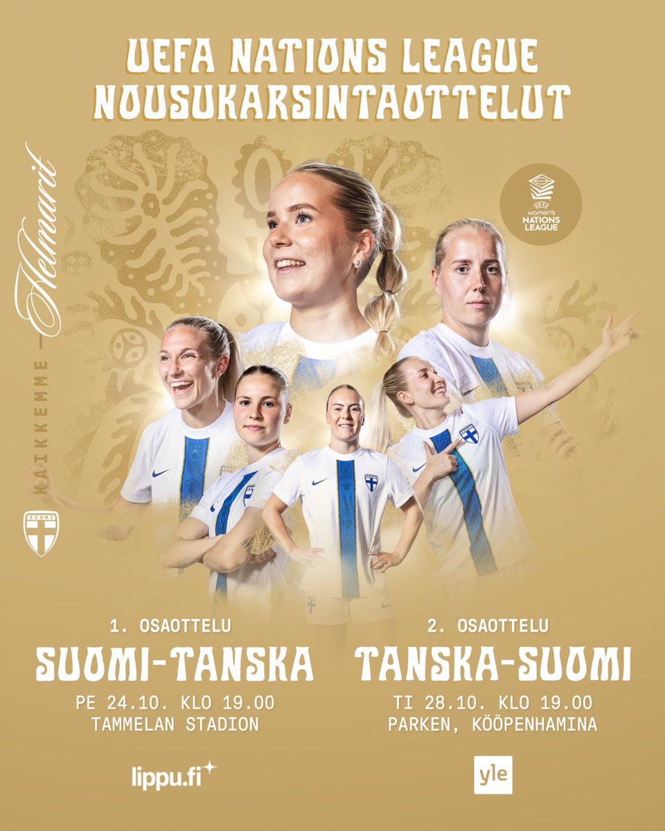 𝐏𝐀𝐍𝐎𝐊𝐒𝐄𝐍𝐀 𝐏𝐀𝐈𝐊𝐊𝐀 𝐌𝐌-𝐉𝐀𝐓𝐊𝐎𝐊𝐀𝐑𝐒𝐈𝐍𝐍𝐎𝐈𝐒𝐒𝐀! | 🇫🇮 v. 🇩🇰

Ensi viikolla alkaa kotona, seuraavalla viikolla mennään vieraissa. Tammelan Stadionilla pelattavaan kotiotteluun myyty jo lähes 𝟓𝟎𝟎𝟎 lippua, ja pääkatsomo on muutamaa paikkaa vaille täynnä!