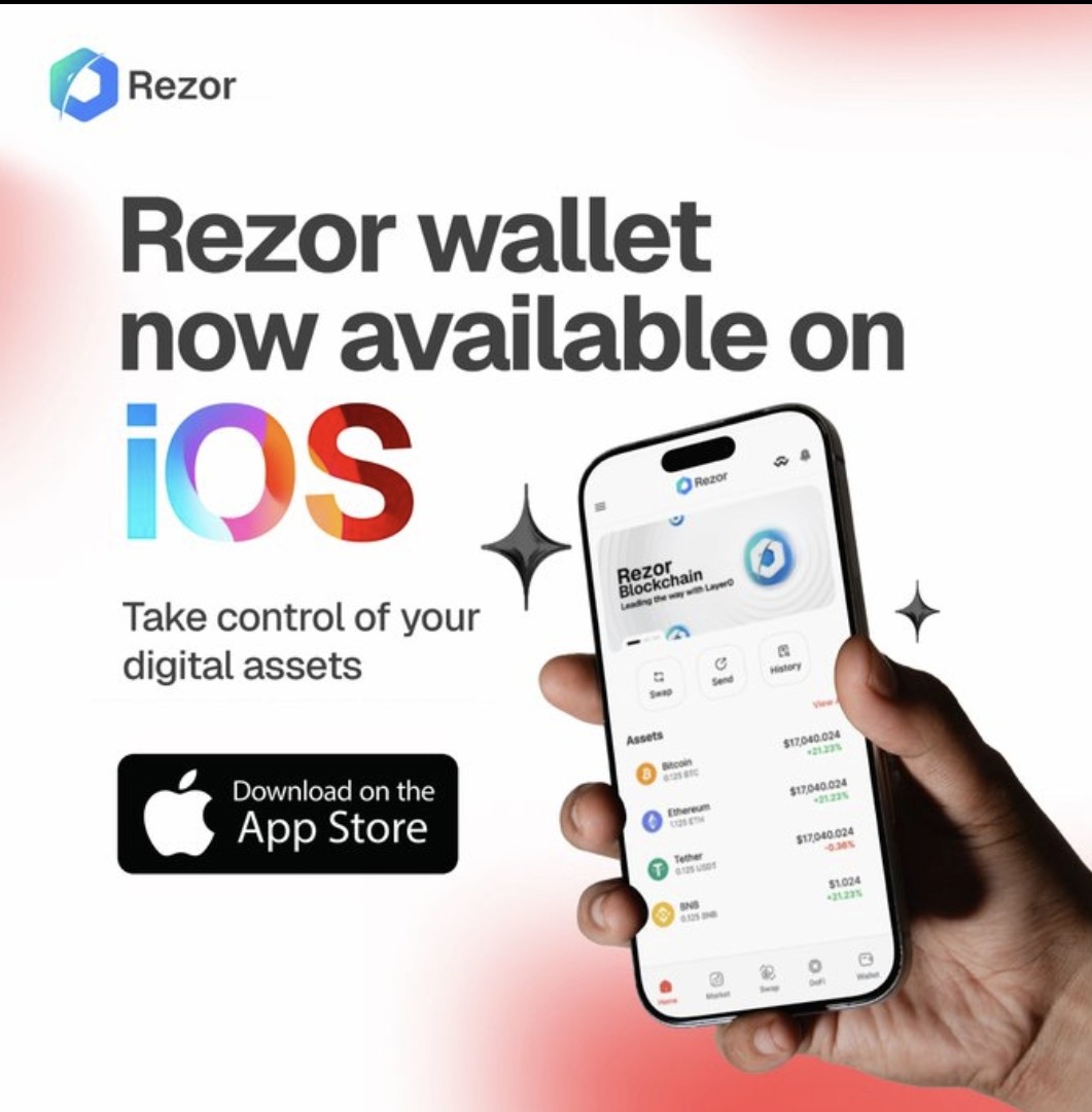 Discover #ReZor Wallet, now available on Android and iOS! Take control of your digital assets with secure, user-friendly management. Send, swap, and track BTC, ETH, USDT, and more effortlessly. Download today from Google Play or App Store!

#Bitcoin #Binance    #ETH #RZR #100X