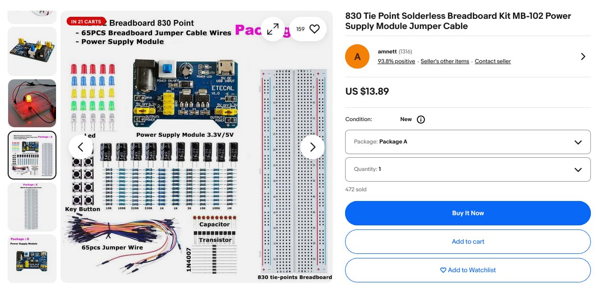 BoganBits's tweet image. If you want to get started in electronics for dirt cheap
Search on ebay or aliexpress for:
"breadboard kit" (note the power supply)
"raspberry pi pico h" (the one with the pin headers)
"arduino sensor kit" (works with raspberry pi pico)
1st is enough but 2 and 3 are more fun