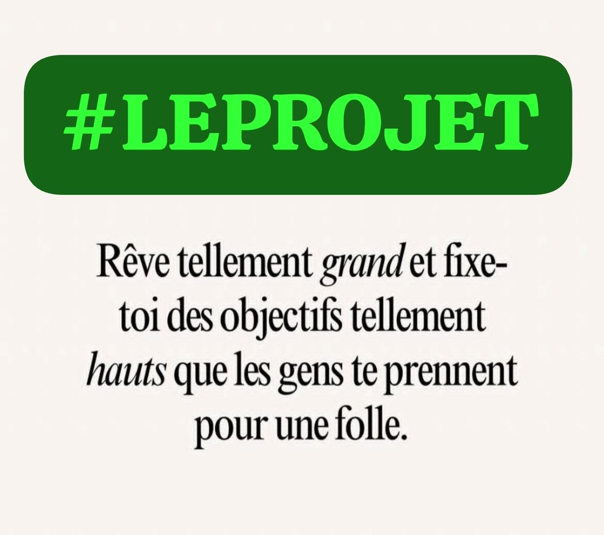 J'ai fait des choses dans ma vie, mais #LEPROJET, c'est la plus grande folie de DIEU dans ma vie.
Plus BEAU, plus AMOUR, plus PAIX, plus HARMONIE.
