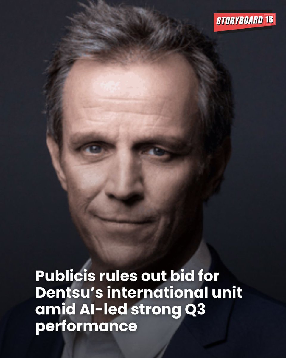 Storyboard18_'s tweet image. French advertising giant posts 5.7% organic growth in Q3, upgrades full-year guidance, and reaffirms focus on AI-led marketing.

storyboard18.com/advertising/pu…

#PublicisGroupe #ArthurSadoun #AI