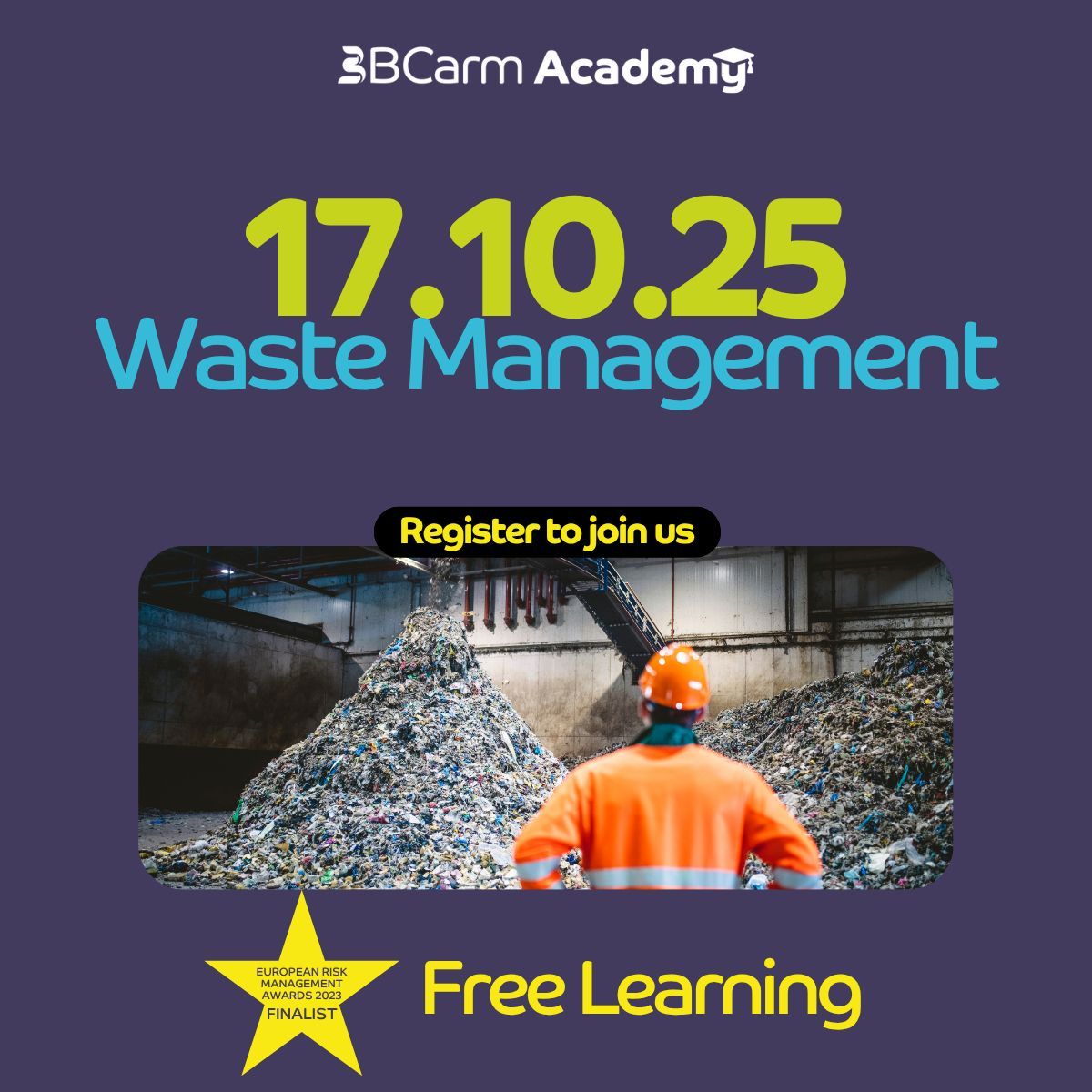 BcarmManageRisk's tweet photo. Join us this Friday to explore Waste Management! Effective waste management ensures a safe and sustainable workplace. In 30 minutes, we'll discuss: ✅ Risks in waste handling ✅ Controlling safety hazards ✅ Legal compliance requirements 

https://t.co/BrIx3a9Wgp https://t.co/z0O0u0J0J8