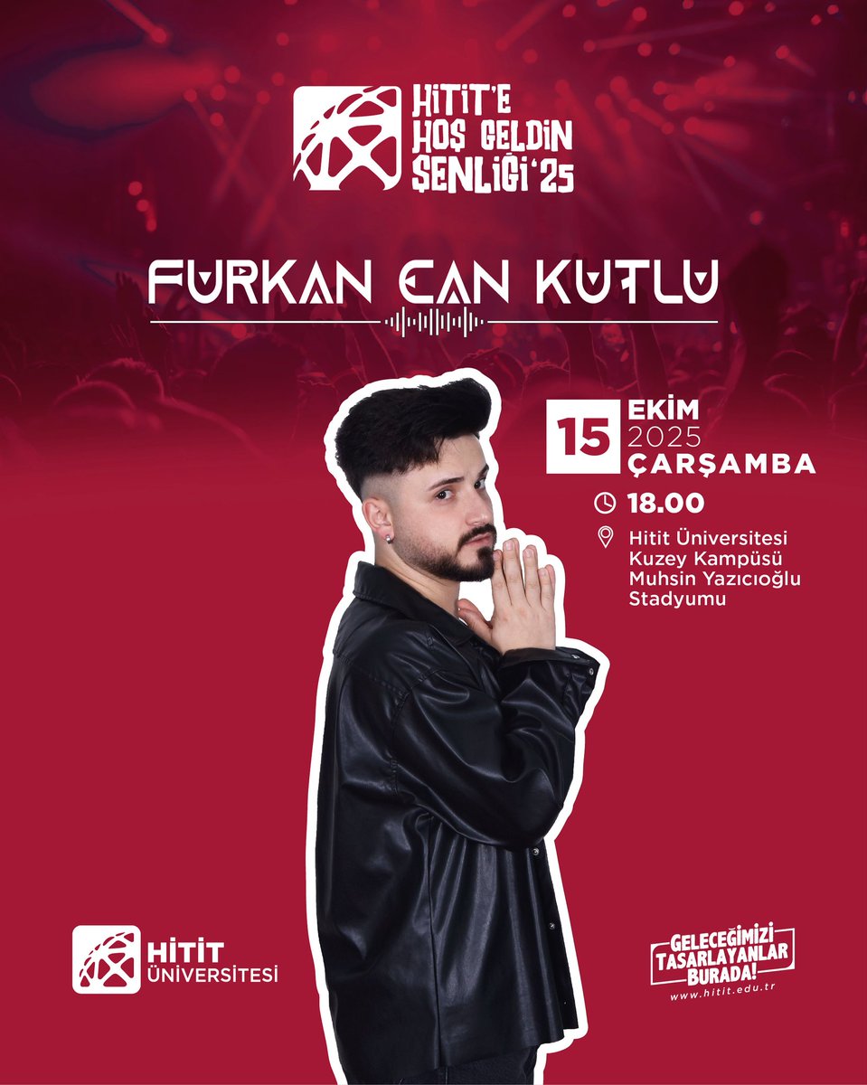 Hitit’e Hoş Geldin Şenliği’ne hazır mıyız❓😉

🗓️15 Ekim 2025 Çarşamba günü Furkan Can Kutlu ile doyasıya eğlence sizleri bekliyor😎

Tüm öğrencilerimizi bekliyoruz.🥰

📍Hitit Üniversitesi Kuzey Kampüsü Muhsin Yazıcıoğlu Stadyumu

#HititÜniversitesi <a href="/ProfAliOzturk/">Ali Osman Öztürk</a>