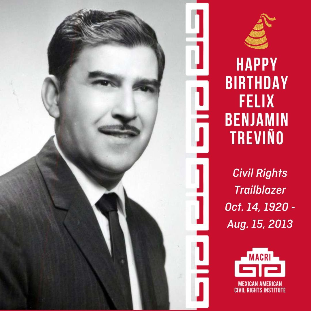 Born #OTD in 1920, Felix Benjamin Treviño was a San Antonio civic leader, business owner, &amp; City Council member. He taught citizenship and English classes to Mexican immigrants and was known for improving the West Side while serving on the council.