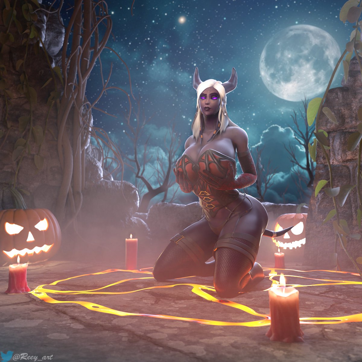 Hey ! Spooky month has come again ! Here's my take on this year ych.

As always, almost all races are avaiable, as well as futa or female version and "sfw-ish" and nsfw version :3

Price is 40 € for one version and 20€ for another one after that.