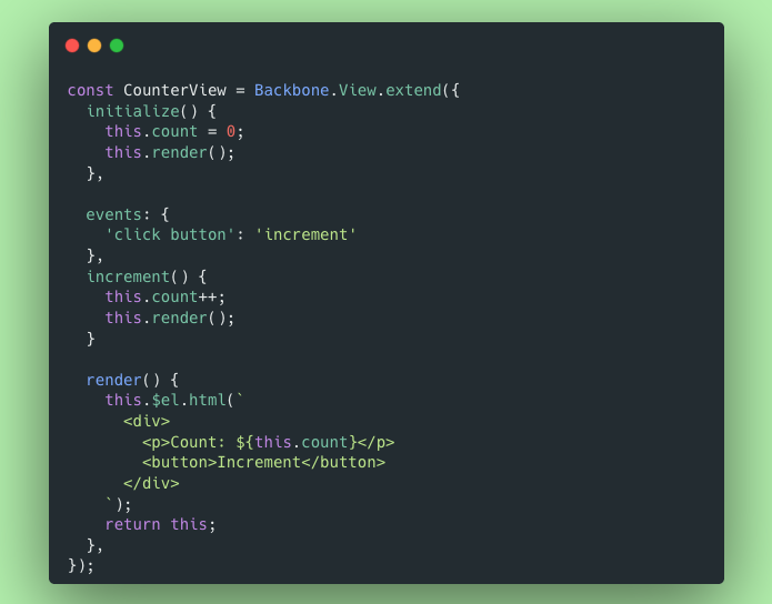 sebastienlorber's tweet image. React vs Remix - Do we really want to move back to imperative re-renders?
As far as I remember, we already tried that
See, for example, this BackboneJS counter