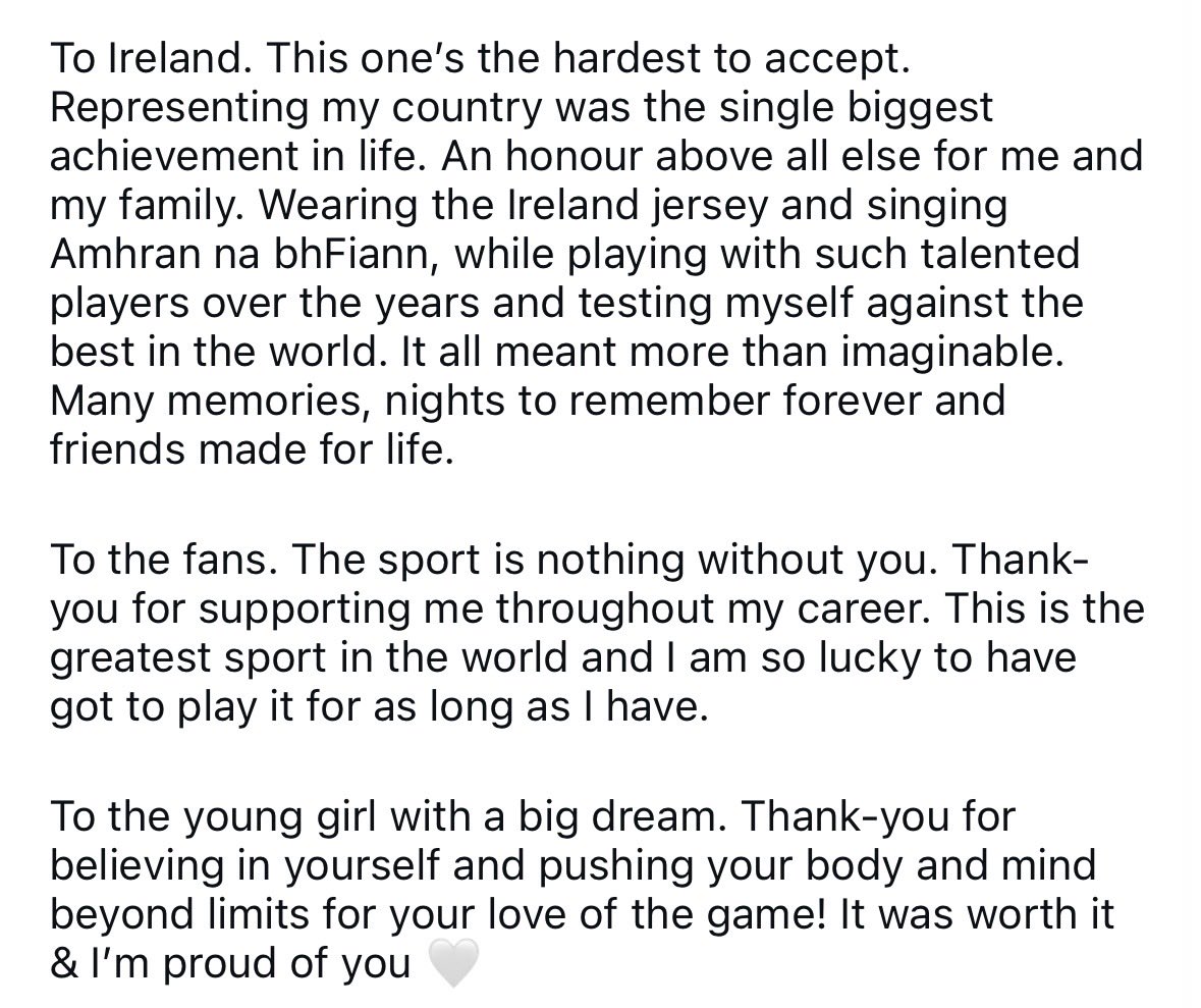 Megan Campbell has announced her retirement from football.

‘To the young girl with a big dream. Thank you for believing in yourself and pushing your body and mind beyond limits for your love of the game.

‘It was worth it and I’m proud of you.’