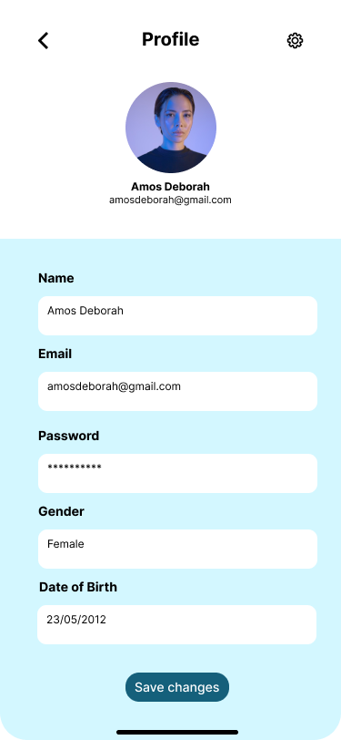 amos_Deborah19's tweet photo. Day 4: Profile &amp; Settings – Health App
Goal: Personalization and simplicity in settings.

Deliverables: Profile screen + basic settings.
#UXDesign #HealthTech #UIChallenge #corestreamng https://t.co/cR22dgCuFh