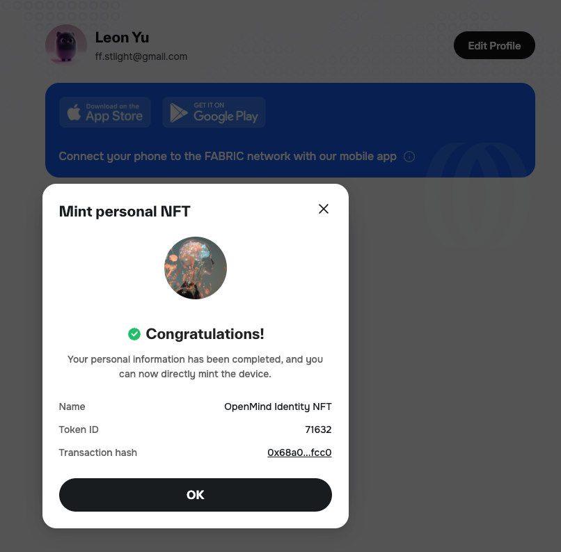 号外号外，AI Bot 龙一项目 <a href="/openmind_agi/">OpenMind</a> 和 <a href="/Surf_Copilot/">Surf</a> Free Mint NFT 啦！

两个我都看好的项目，还是白嫖，必须搞一个。

钱包里留够 0.001 ETH 就行，mint 是不要钱的。

fabric.openmind.org/profile