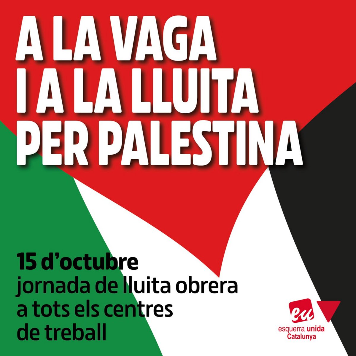 ✊🏽 A la vaga i a la lluita per Palestina!

El 15 d’octubre, jornada de lluita obrera a tots els centres de treball.

Solidaritat amb el poble palestí davant el genocidi i l'ocupació!

#PalestinaLliure #VagaPerPalestina #EUCat