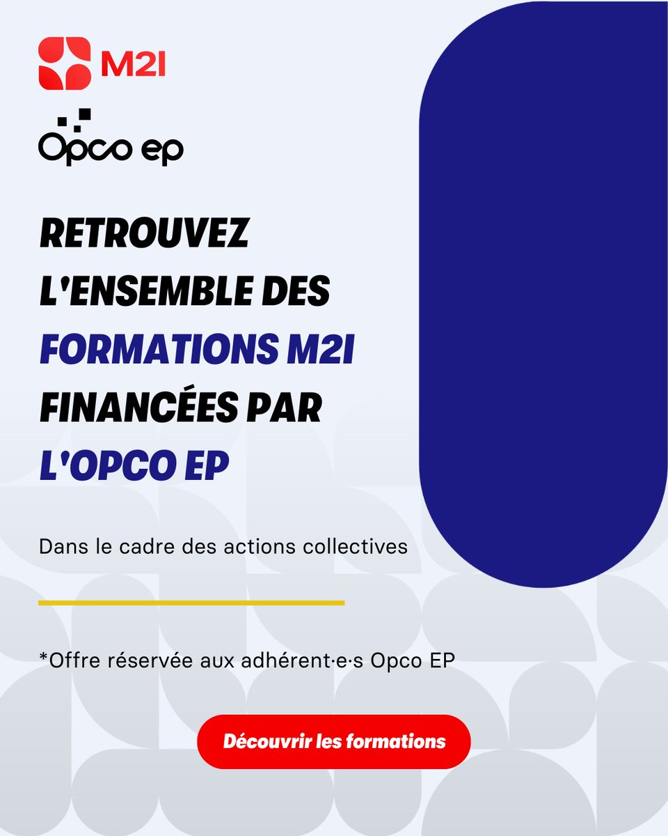 📚 Adhérent·e·s OPCO EP, découvrez toutes les formations <a href="/M2iFormation/">M2I</a> financées jusqu'à 100% par votre Opco dans le cadre des Actions collectives !

Développez vos compétences en #bureautique grâce à notre offre de #formations.

👉 eu1.hubs.ly/H0nMlbQ0