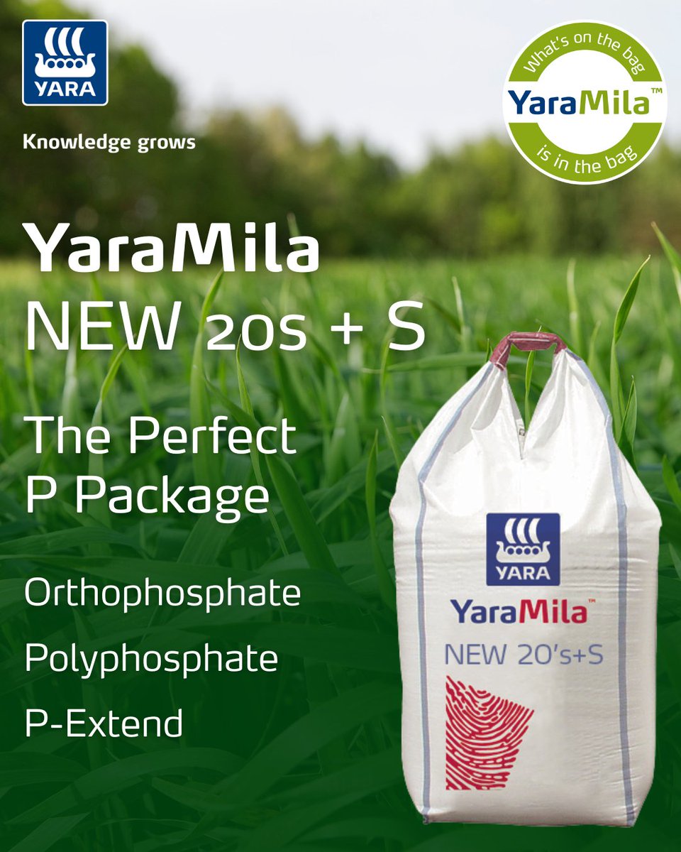 Boost your crop performance with YaraMila New 20’s + S 🌱

Specially formulated for cereals and grassland, it delivers a balanced mix of essential nutrients in every granule. Ensuring an even, consistent spread across your field- ow.ly/vt4350X3s9s

#Crop #Nutrition #Farming