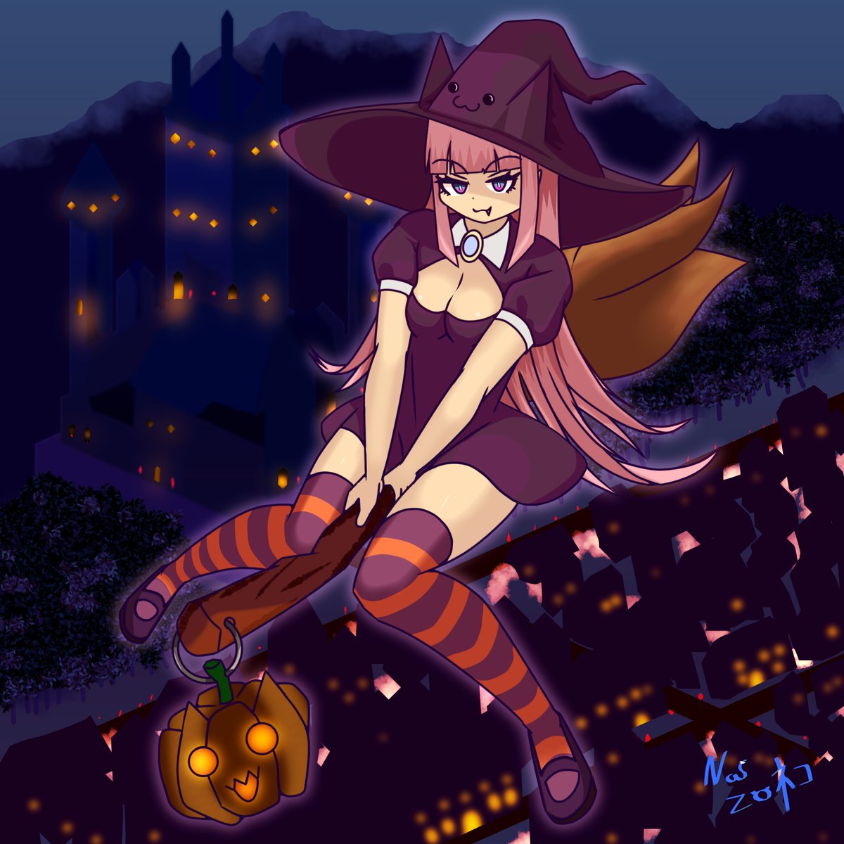 ハロウィン！ハロウィン！(空振り)
もうやめてー！ハロウィンはまだ先よー😇猫ウィッチちゃん
#絵描きさんと繋がりたい #絵柄が好みって人にフォローされたい #絵描きさんフォロバ１００