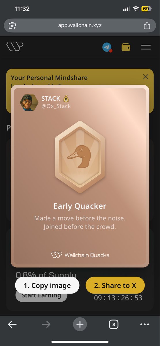 Ox_Stack's tweet image. Just unlocked the Early Quacker on @wallchain_xyz 🏆

How cool is that?

Feels great to have my contributions recognized.

How’s Wallchain Quacks been treating you so far?

Not on board yet? Drop a comment for an invite 👇🦆