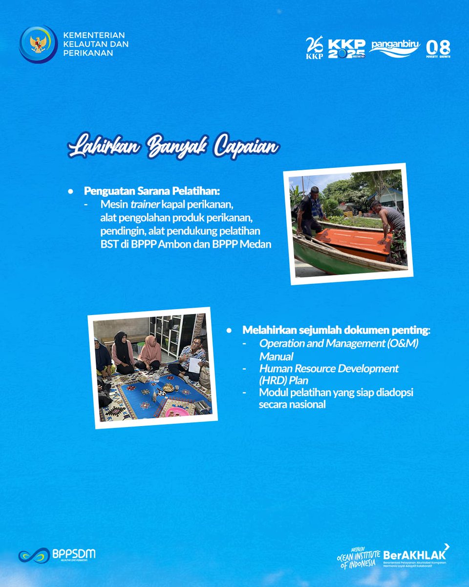 bppsdmpkpbitung's tweet image. Tak hanya memberikan pelatihan, proyek ini jg melahirkan dokumen strategis &amp;amp; teknik baru yg mendorong efisiensi &amp;amp; kualitas produk perikanan. Semua langkah ini bertujuan agar wilayah SKPT menjadi pusat pertumbuhan ekonomi pesisir yg berkelanjutan

#PanganBiru #2025KKPRiseTogether