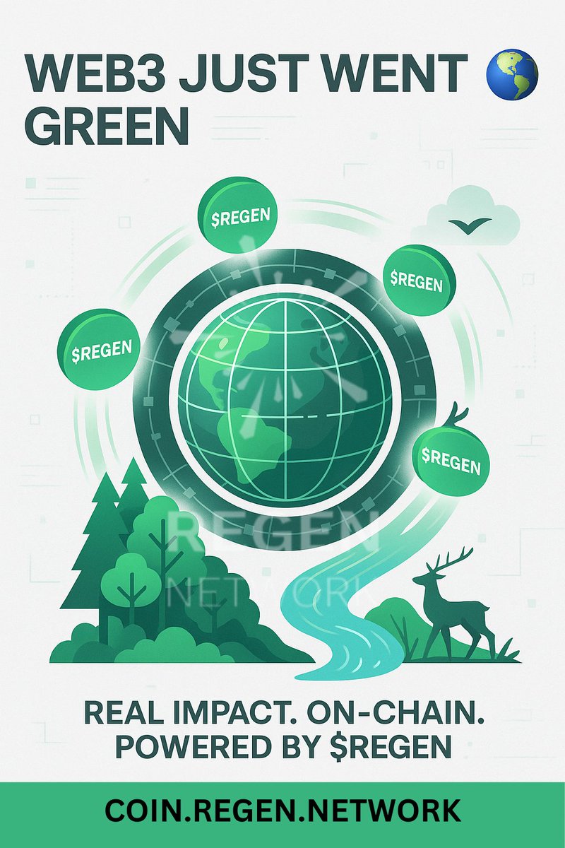 RegenMaxi's tweet image. $REGEN is more than a token it’s a tool for transformation 🔁
From carbon credits to data backed restoration, real impact is on-chain.
Web3 just went green and it’s beautiful.
#ClimateEducation