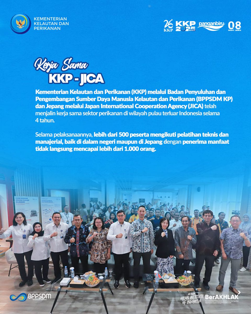 bppsdmpkpbitung's tweet image. Proyek ini berdampak nyata, lbh dr 500 org dilatih &amp;amp; memberi manfaat tak langsung bagi 1.000 org. Kegiatan dilakukan bersama @bppsdm_bp3medan, @bppsdm_bp3ambon &amp;amp; @bppsdm_bp3tegal, mencakup pelatihan, inovasi teknologi, penguatan koperasi, hingga penyediaan sarana pelatihan modern