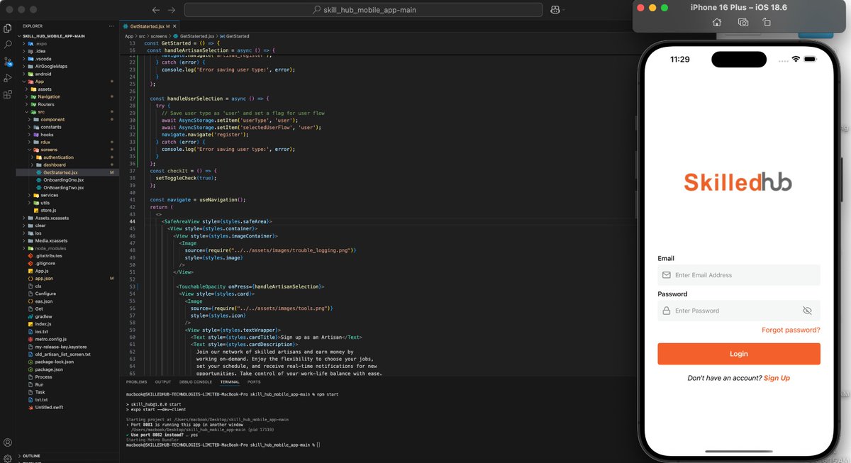 codeWithKay's tweet image. 🚀 Excited to share SkillHub — a React Native app connecting users & artisans with fintech features!
💰 Escrow payments
🏦 Unique account numbers
💸 Withdraw to local bank
⚡ Laravel
#ReactNative #Fintech #Solana #SkillHub #KelvinTechies #codeWithKay