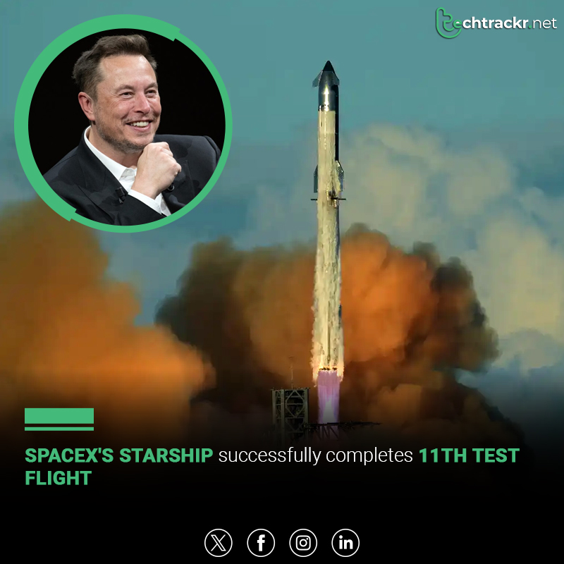 TechTrackr_net's tweet image. SpaceX’s 11th Starship test flew from Texas to a successful splashdown in the Indian Ocean — the final test before Moon and Mars missions.
#SpaceX #Starship #SpaceLaunch #MarsMission #MoonMission #SpaceExploration #SpaceNews #TechTrackr #TechNews