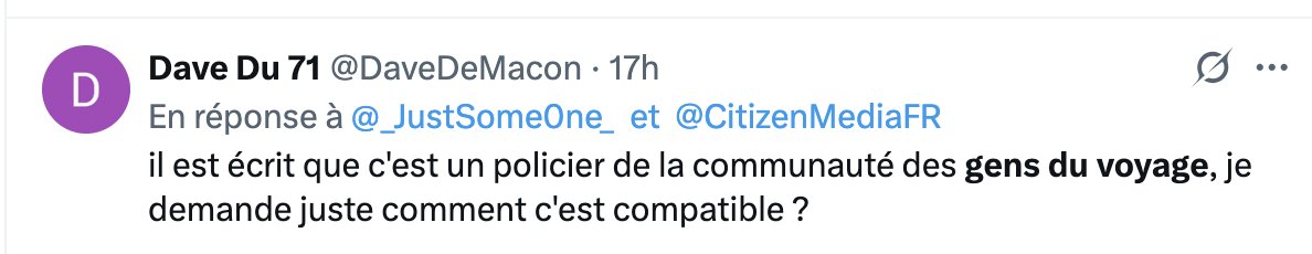 Depuis Gobineau, Goebbels et autres prodiges, il est bien connu que nous, Gens du voyage et Tsiganes ne serions que sous-hommes et sous-femmes, incapables de devenir enseignants, médecins, magistrats, écrivains, soignants, policiers, etc.
Et pourtant, nous le sommes.<a href="/DaveDeMacon/">Dave Du 71</a>
