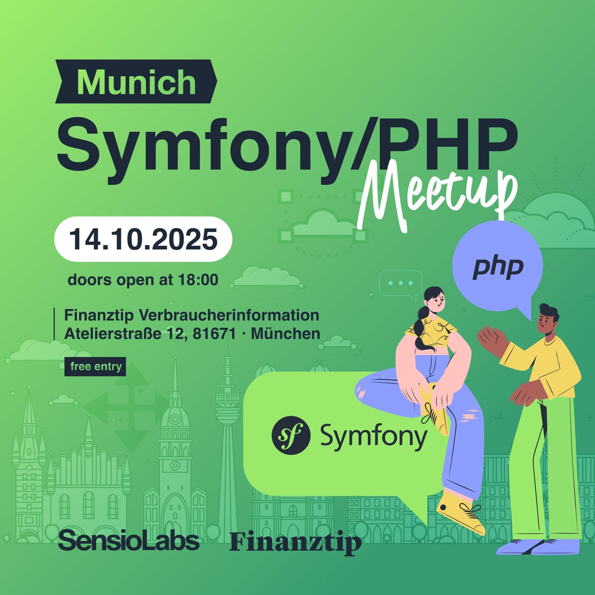 sensiolabs's tweet image. This evening, join a community of passionate developers for the 1st #Symfony meetup in Munich in a long time 🇩🇪🍺
🎙️ You'll hear great talks by @JoistenSilas & @movetodevnull
Thank you @Finanztip for hosting us
Free entrance, few seats left 👉 tinyurl.com/53mv9hd3