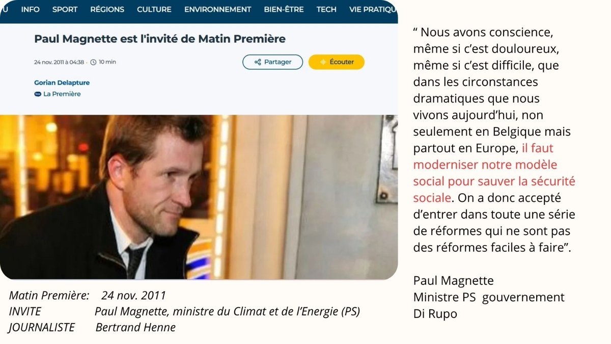 🚨2011 Ces réformes sont indispensables ! 
2025 Ces réformes sont insupportables ! 

<a href="/PaulMagnette/">Paul Magnette</a> et l'art de voyager dans le discours. Ou comment mettre le feu au pays juste parce qu'on ne se console pas d'avoir perdu les élections. 

rtbf.be/article/paul-m…