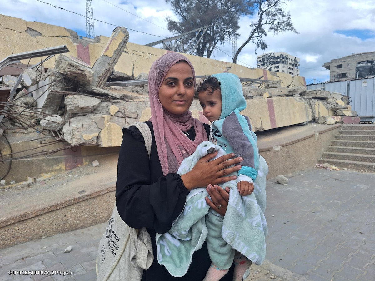“Our home is totally destroyed, that is why we are staying at this school. But we need to go back to Jabalia. There is no place for us, only Jabalia. We have no money to rent anywhere. And anyway, Jabalia is our home. My husband tells me there is no water, no food, no medical