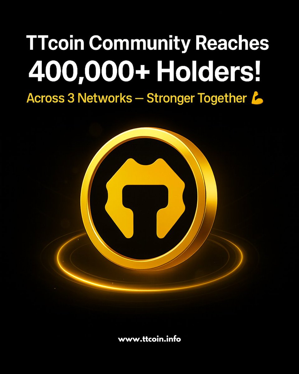 ttcoinofficial's tweet image. TTcoin Community Reaches 400,000+ Holders!
Across 3 Networks — Stronger Together 💪  
#TTcoin #TSC #CryptoCommunity