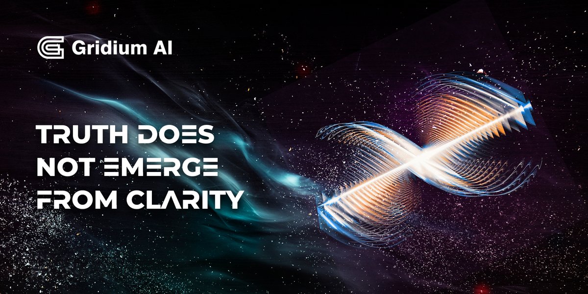 GridiumAI's tweet image. Truth does not emerge from clarity,
but from the negotiation of ambiguity.
Gridium’s architecture accepts uncertainty as first principle —
and turns it into stability through interaction.