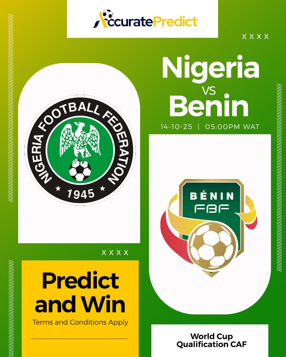 accuratepredicz's tweet image. Predict &amp;amp; Win Giveaway!
Think you can call the match result?
👉 Predict the correct score in the comments
👉 Follow us (add the handles here)
👉 Tag 2 friends who love football

Correct predictions get rewarded N1000

10 winners will be selected!

T&amp;amp;C Applies

#accuratepredict…