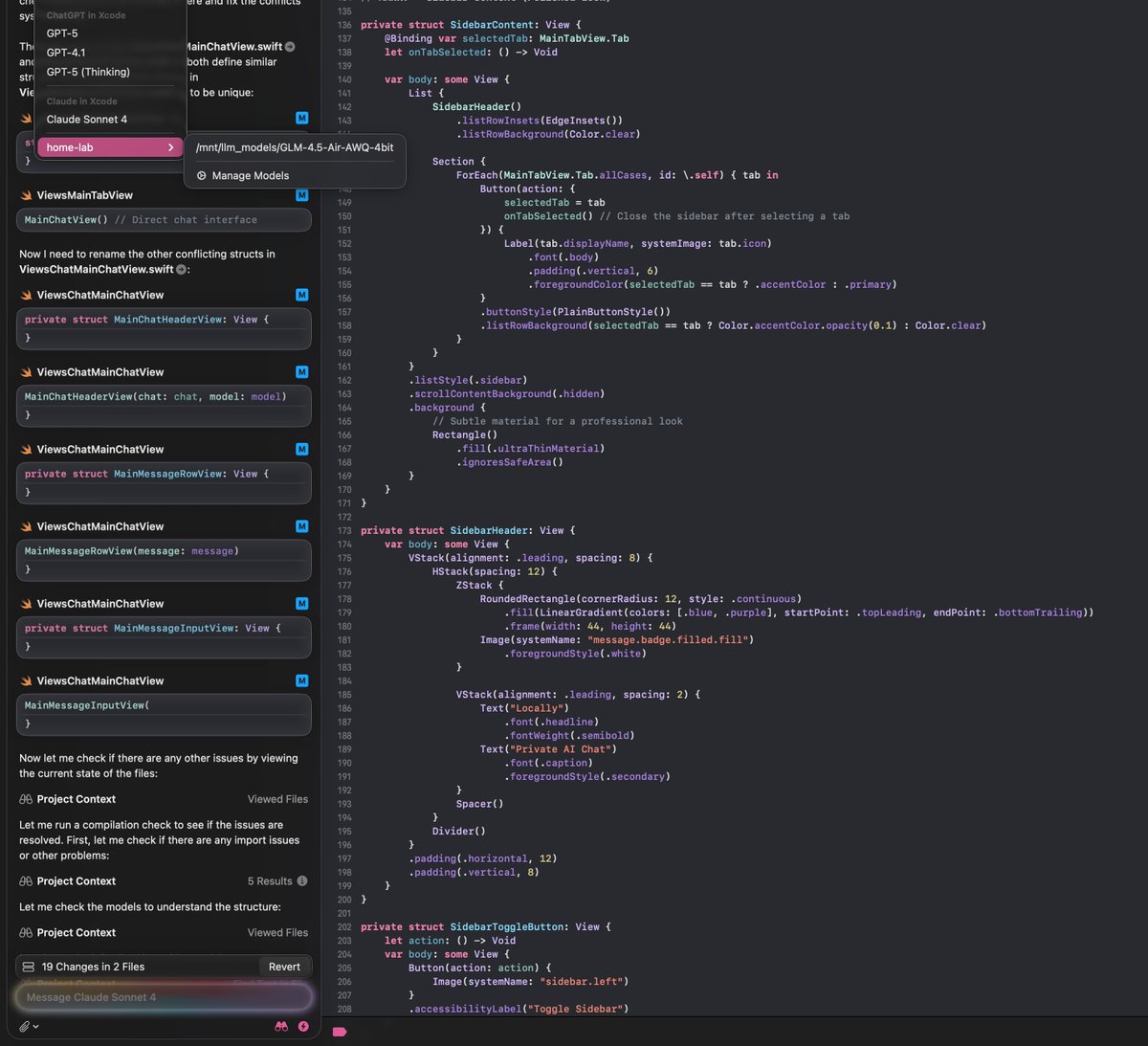 Mobile LLM app in Xcode