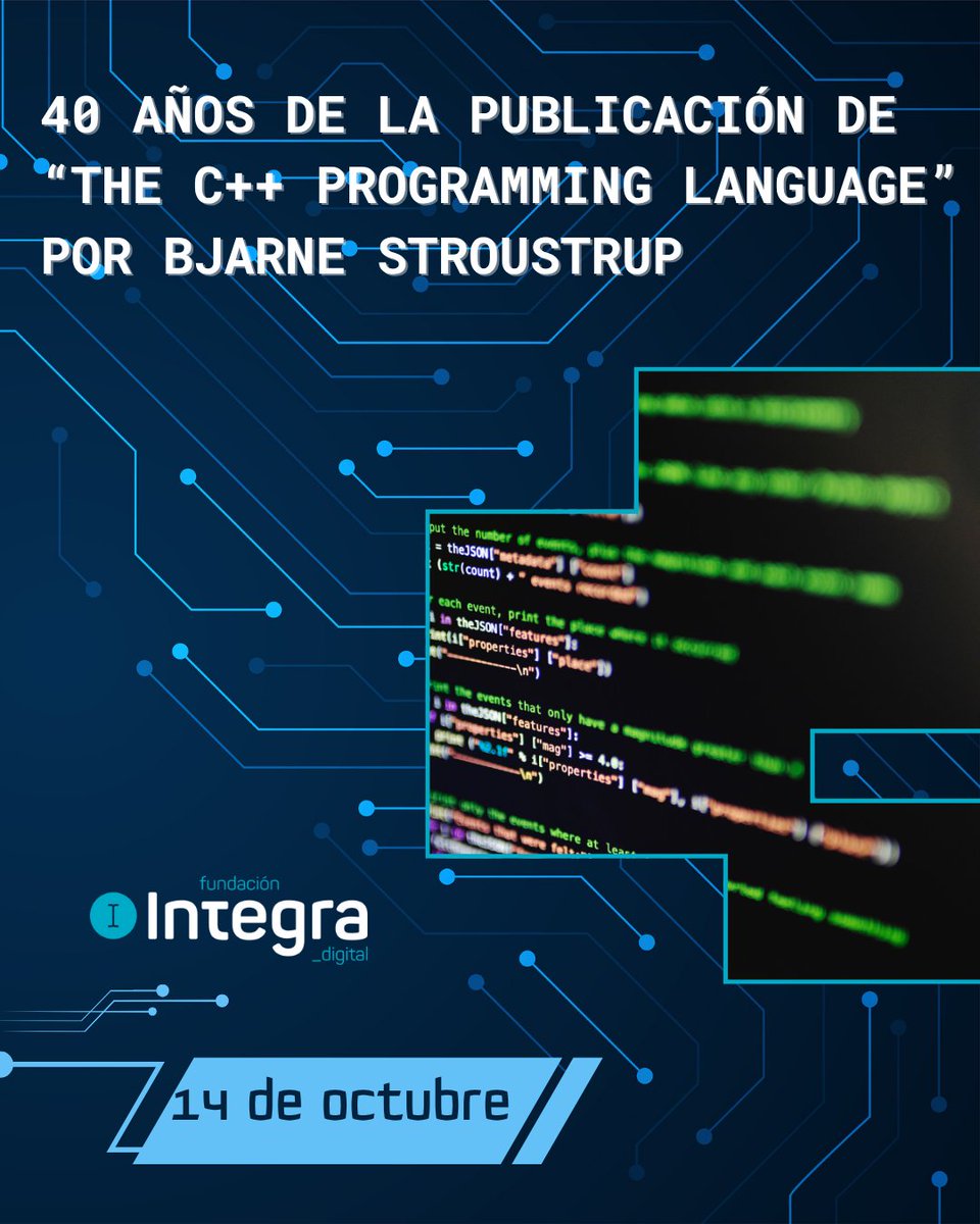 💻✨ Hoy celebramos 40 años desde la publicación de The C++ Programming Language, la obra que sentó las bases de la programación moderna.

Gracias a pioneros como Bjarne Stroustrup, la tecnología dio un salto que sigue marcando nuestro presente y nuestro futuro. 🚀

En Fundación